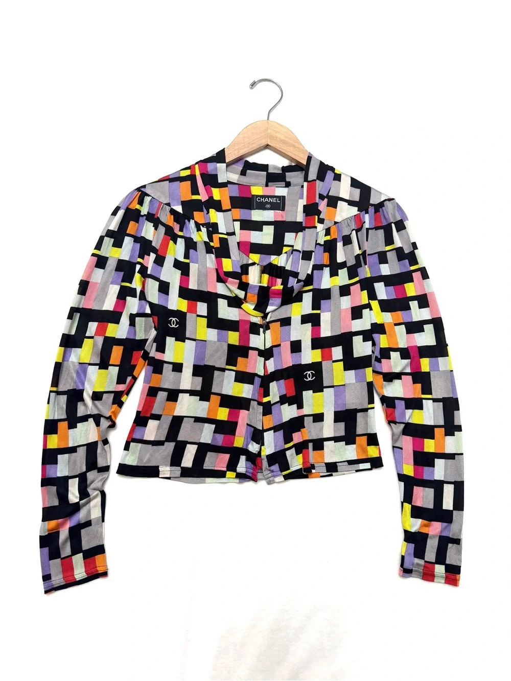 Chanel Vintage 2001 Blouse Top CC Logo Zip NO SIZE TAG fits Small